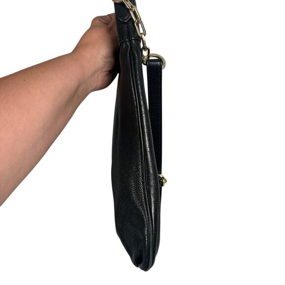 Tory Burch Black Stacked T Book Bag Pebbled Leather Crossbody - Picture 10 of 16